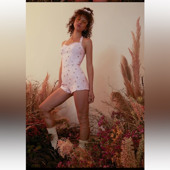 DOLLS KILL X  HOLLY HOBBIE DITSY FLORAL HALTER ROMPER - Picture 2 of 4